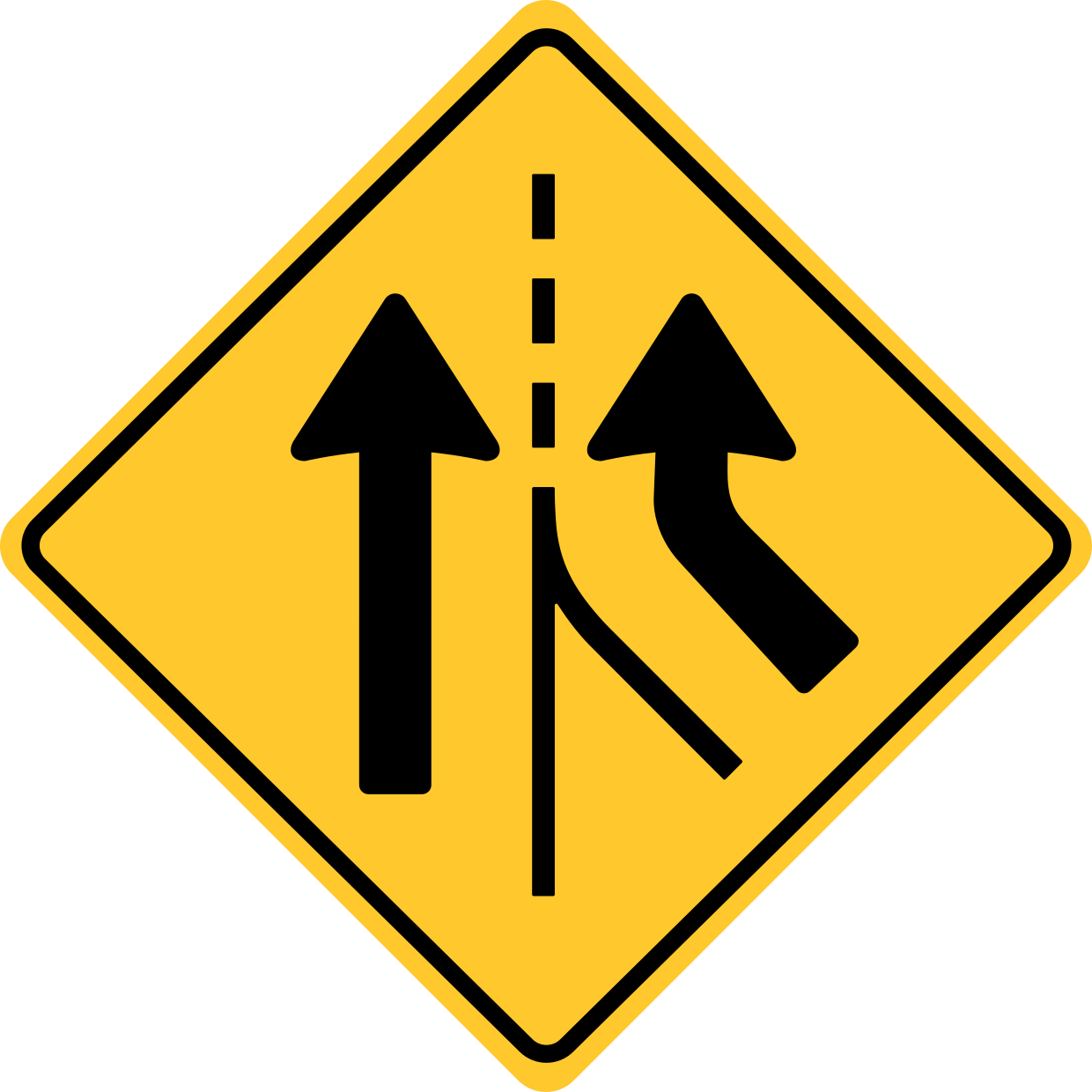 added-lane-yellow-road-sign-template-square-signs